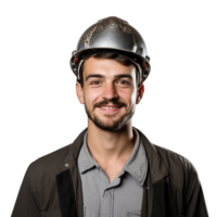 ai gerado retrato do uma homem dentro capacete em transparente fundo png imagem