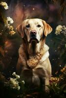 AI generated Portrait of cute labrador retriever, wallpaper design photo