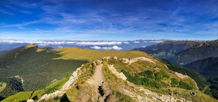 Seceda peak Italy Dolomites summer hiking Unesco photo