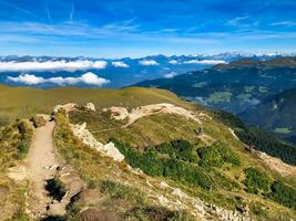 Seceda peak Italy Dolomites summer hiking Unesco photo