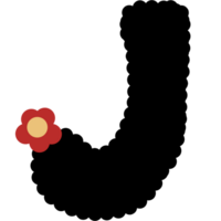 alfabeto. font con nero colore e rosso fiore. png