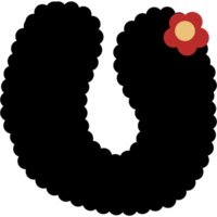 alfabet. font med svart Färg och röd blomma. png