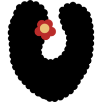 alphabet. Font with black color and red flower. png