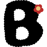 alfabeto. Fonte com Preto cor e vermelho flor. png
