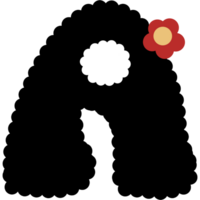 alfabeto. Fonte com Preto cor e vermelho flor. png