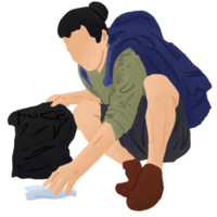 Traveler grabbing a trash png