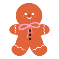 hand drawing holiday gingerbread man cookie. Happy new year decoration. Merry Christmas holiday. Illustration in flat style png