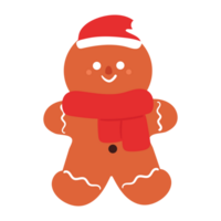 hand drawing holiday gingerbread man cookie. Happy new year decoration. Merry Christmas holiday. Illustration in flat style png