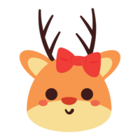 hand drawing cartoon deer. cute animal sticker png