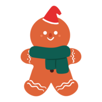 hand drawing holiday gingerbread man cookie. Happy new year decoration. Merry Christmas holiday. Illustration in flat style png