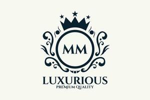 Initial  Letter MM Royal Luxury Logo template in vector art for luxurious branding  vector illustration.
