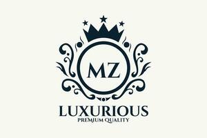 Initial  Letter MZ Royal Luxury Logo template in vector art for luxurious branding  vector illustration.