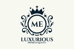 Initial  Letter ME Royal Luxury Logo template in vector art for luxurious branding  vector illustration.