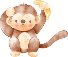 aguarela macaco ilustração png