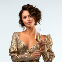 AI generated photo for composition of a beautiful woman in elegant clothes for an end of year party AI generated