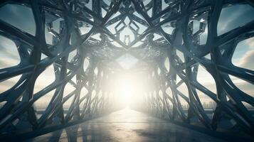 AI generated Steel and iron geometric structure for composition AI generated photo