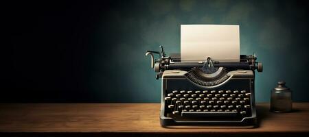 AI generated Generative AI, Vintage typewriter with old paper, blank paper mockup, retro machine technology, copy space photo