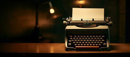 AI generated Generative AI, Vintage typewriter with old paper, blank paper mockup, retro machine technology, copy space photo