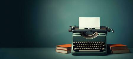 AI generated Generative AI, Vintage typewriter with old paper, blank paper mockup, retro machine technology, copy space photo