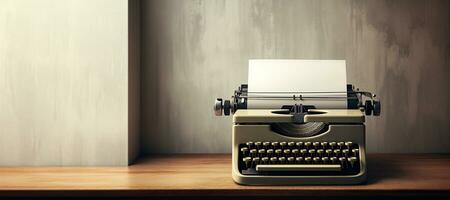 AI generated Generative AI, Vintage typewriter with old paper, blank paper mockup, retro machine technology, copy space photo