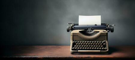 AI generated Generative AI, Vintage typewriter with old paper, blank paper mockup, retro machine technology, copy space photo