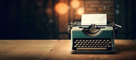 AI generated Generative AI, Vintage typewriter with old paper, blank paper mockup, retro machine technology, copy space photo