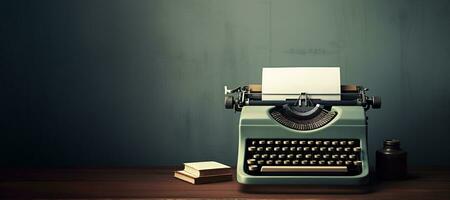 AI generated Generative AI, Vintage typewriter with old paper, blank paper mockup, retro machine technology, copy space photo