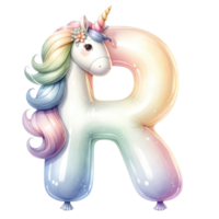 AI generated Alphabet R Pastel Unicorn isolate. png