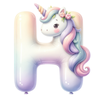 AI generated Alphabet H Pastel Unicorn isolate. png