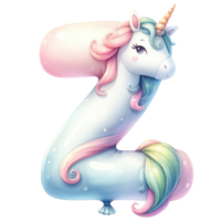 AI generated Alphabet Z Pastel Unicorn isolate. png