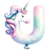 ai généré alphabet u pastel Licorne isoler. png