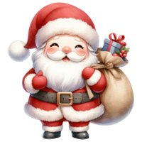 AI generated Cute Santa Claus with a gift box isolated. png