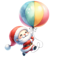 AI generated Cute santa slaus hold balloon a gift isolated. png