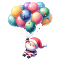 AI generated Cute santa slaus hold balloon a gift isolated. png