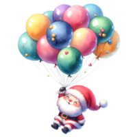 ai généré mignonne Père Noël slaus tenir ballon une cadeau isolé. png