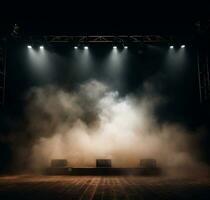 AI generated Stage style wood and iron background for your compositions AI generated photo
