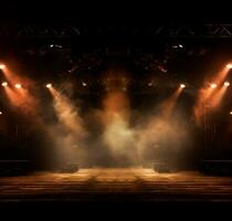 AI generated Stage style wood and iron background for your compositions AI generated photo