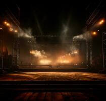 AI generated Stage style wood and iron background for your compositions AI generated photo