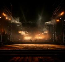 AI generated Stage style wood and iron background for your compositions AI generated photo