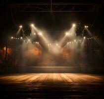 AI generated Stage style wood and iron background for your compositions AI generated photo