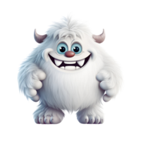AI generated Cartoon Style Yeti Illustration No Background Perfect for Print on Demand Merchandise png