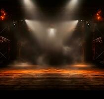 AI generated Stage style wood and iron background for your compositions AI generated photo