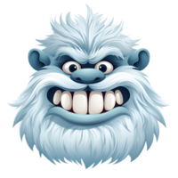 AI generated Cartoon Style Yeti Illustration No Background Perfect for Print on Demand Merchandise png