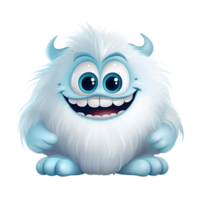 AI generated Cartoon Style Yeti Illustration No Background Perfect for Print on Demand Merchandise png