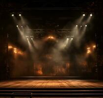 AI generated Stage style wood and iron background for your compositions AI generated photo