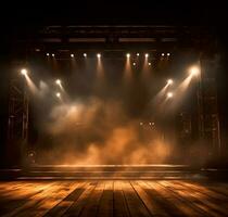 AI generated Stage style wood and iron background for your compositions AI generated photo