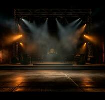 AI generated Stage style wood and iron background for your compositions AI generated photo