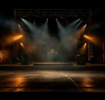 AI generated Stage style wood and iron background for your compositions AI generated photo