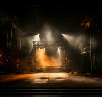 AI generated Stage style wood and iron background for your compositions AI generated photo