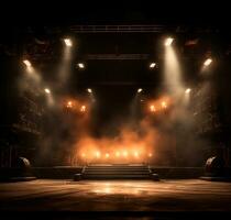 AI generated Stage style wood and iron background for your compositions AI generated photo